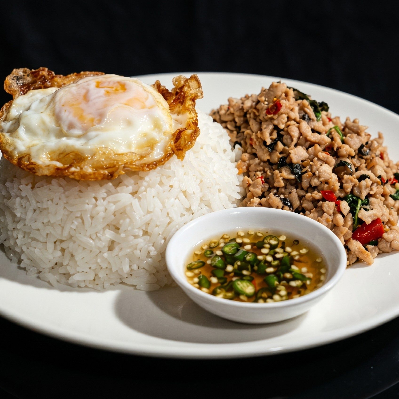 Holy Basil Fried Rice with Beef / ข้าวผัดกระเพราเนื้อไข่ดาว.