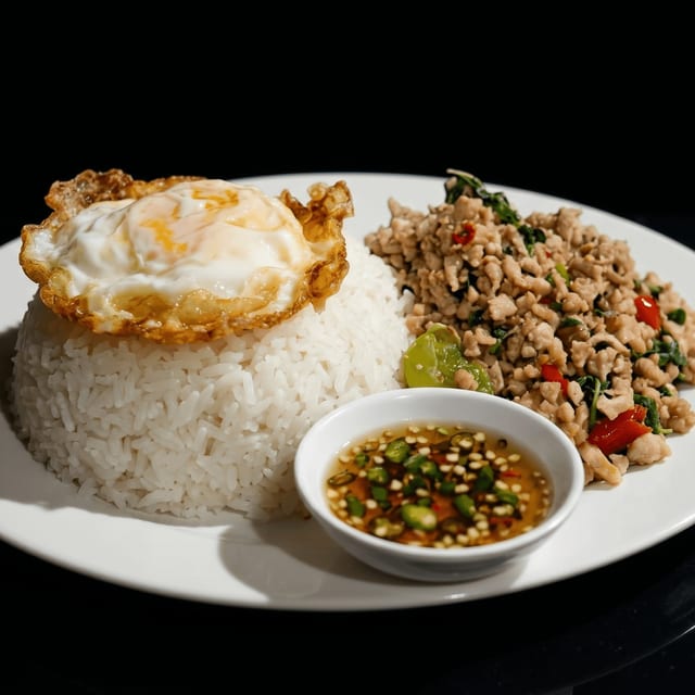 63. Holy Basil Chicken With Rice.