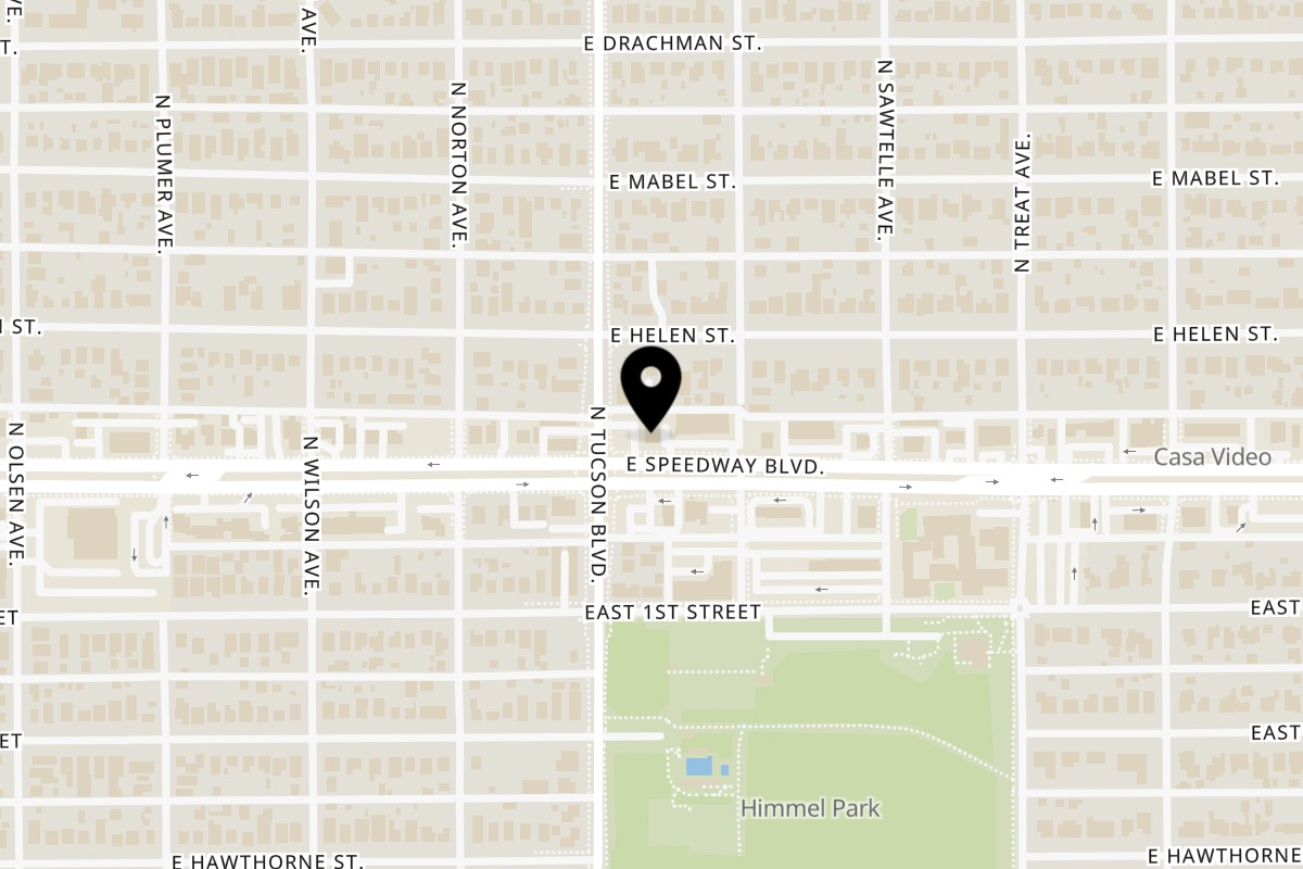 Map showing the location of Noy'S Tuk Tuk Thai Speedway on 2511 E Speedway Blvd in Tucson