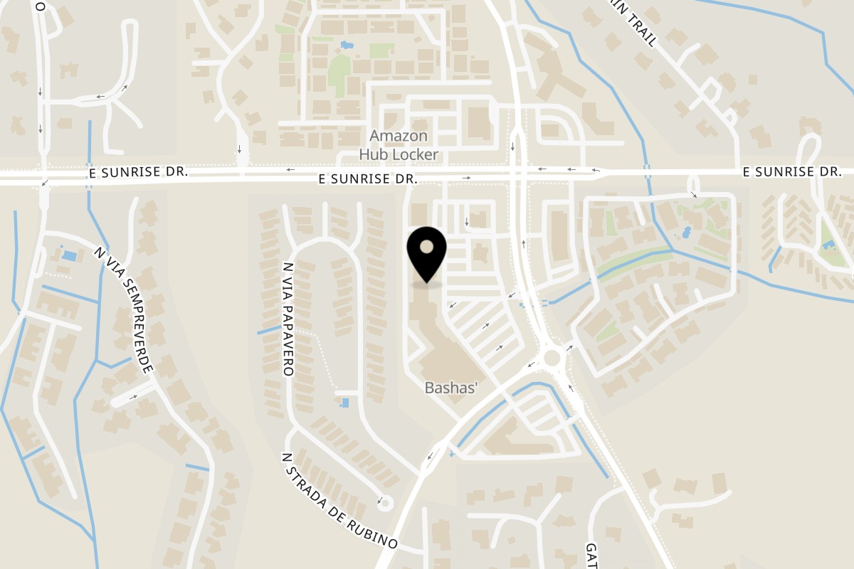 Map showing the location of Noy'S Tuk Tuk Thai Sunrise on 6878 E Sunrise Dr #160 in Tucson